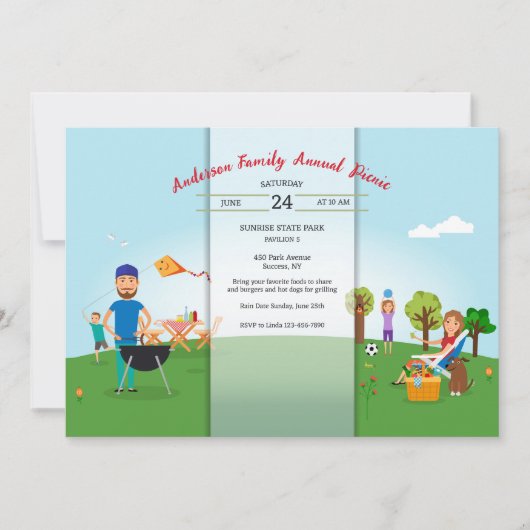 Pique-Nique Dans Le Parc Family Style Invitation (Devant)