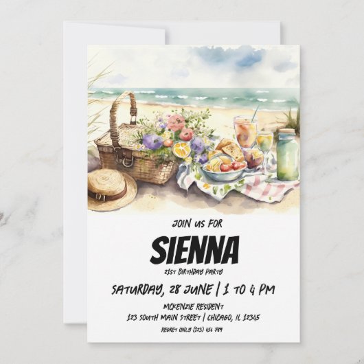 Pique-nique d'été avec vue sur la plage Invitation (Devant)