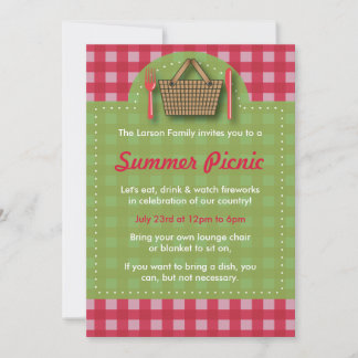 Pique-nique d'été En vichy invitations