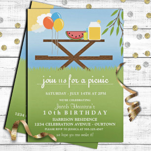 Pique-nique d'été Invitations de fête d'anniversai