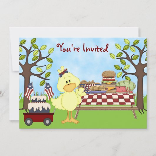Pique-nique d'oiseaux patriotiques Invitation d'an (Devant)