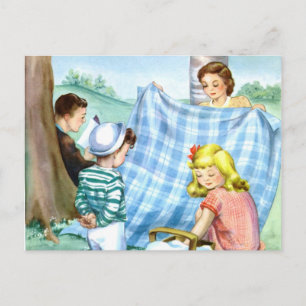 Pique-nique familial Vintage par carte postale
