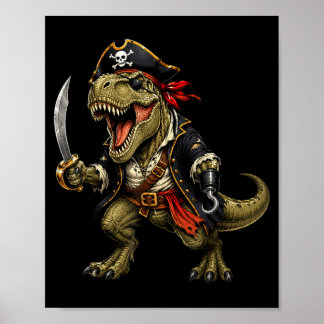 Piraat dinosaurus dino trex halloween kostuum grap poster