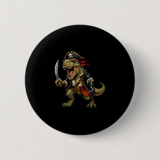 Piraat dinosaurus dino trex halloween kostuum grap ronde button 5,7 cm
