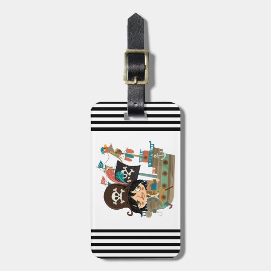 Piraat en het Schip van de Piraat Bagagelabel (Voorkant verticaal)