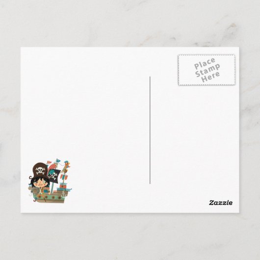 Piraat en het Schip van de Piraat Briefkaart (Achterkant)
