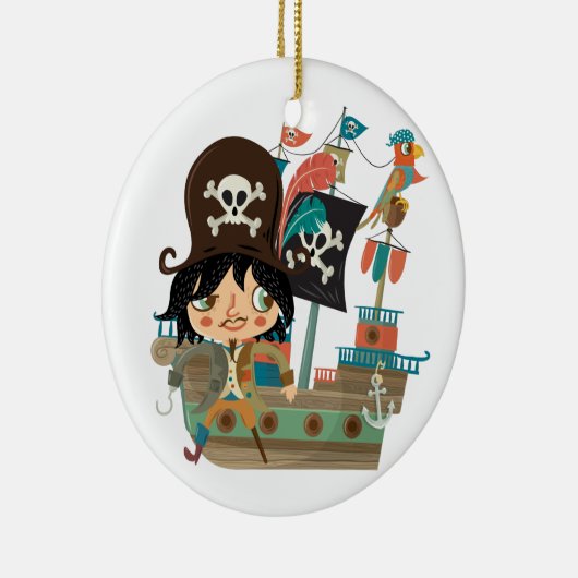 Piraat en het Schip van de Piraat Keramisch Ornament (Rechts)