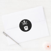 Piraat en monogram ronde sticker (Envelop)