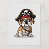 Piraat Engelse Bulldog Schedel Kruisbeenderen Briefkaart (Voorkant)