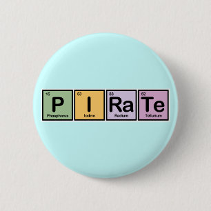 Piraat gemaakt van elementen ronde button 5,7 cm
