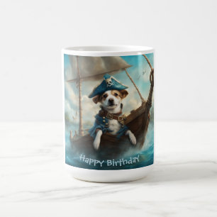 Piraat hond op een schip op zee kleuren blauw Verj Koffiemok