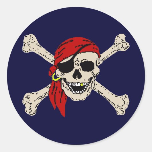 Piraat, Jolly Roger, Skull Ronde Sticker (Voorkant)
