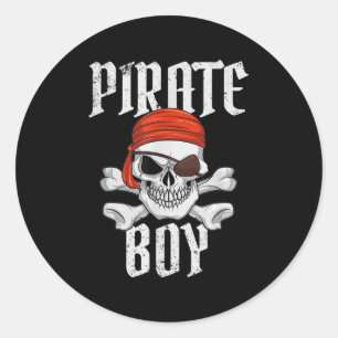 Piraat Jongen Halloween Schedel & Kruisbeenderen P Ronde Sticker