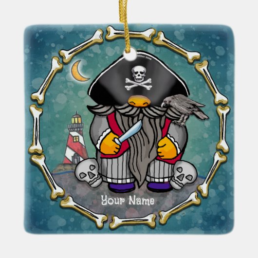 Piraat kabouter keramisch ornament (Voorkant)