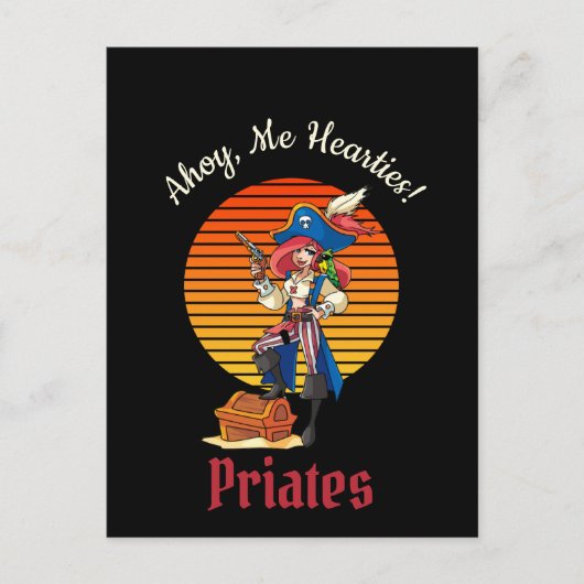 Piraat Kapitein Dame Briefkaart (Voorkant)