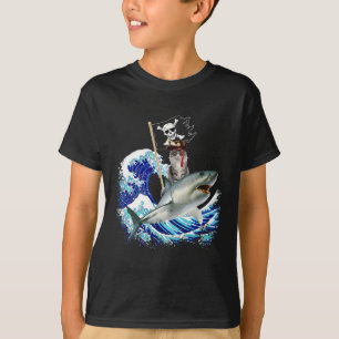 Piraat Kat Ridder Haai Surft Japanse Golf Kat T-shirt