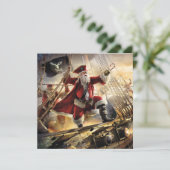 Piraat Kerstman Feestdagenkaart (Staand voorkant)