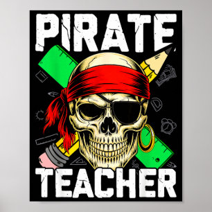 Piraat leraar grappige schedel poster
