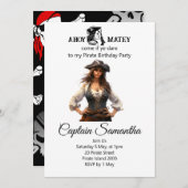 Piraat Meisje verjaardag uitnodiging (Voorkant / Achterkant)