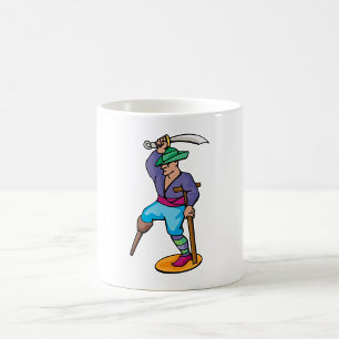 Piraat met houten been en zwaard koffiemok