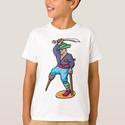 Piraat met houten been en zwaard t-shirt (Voorkant)