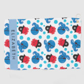 Piraat Octopus, Octopus Patroon, Zee, Jouw naam Golfhanddoek (Horizontaal)