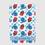 Piraat Octopus, Octopus Patroon, Zee, Jouw naam Golfhanddoek (Voorkant)