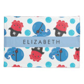 Piraat Octopus, Octopus Patroon, Zee, Jouw naam Kussensloop (Achterkant)