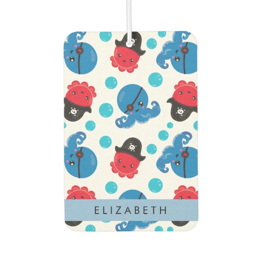 Piraat Octopus, Octopus Patroon, Zee, Jouw naam Luchtverfrisser (Voorkant)