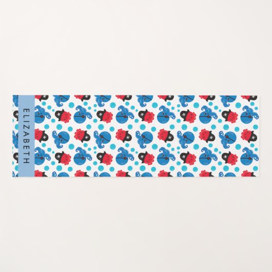 Piraat Octopus, Octopus Patroon, Zee, Jouw naam Yogamat (Voorkant (horizontaal))