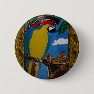 Piraat papegaai ronde button 5,7 cm