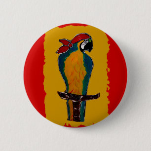 Piraat Papegaai Ronde Button 5,7 Cm