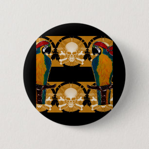 Piraat Papegaaien Ronde Button 5,7 Cm