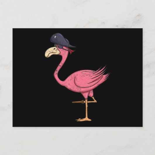 Piraat Roze Flamingo Met Ooglap Halloween Feestdagenkaart (Voorkant)