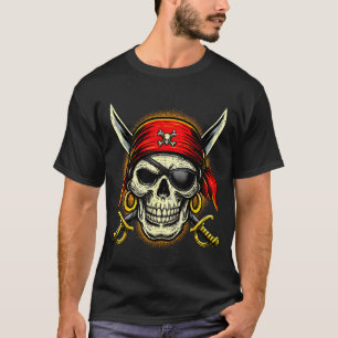 Piraat schedel en gekruiste botten skelet hallowee t-shirt