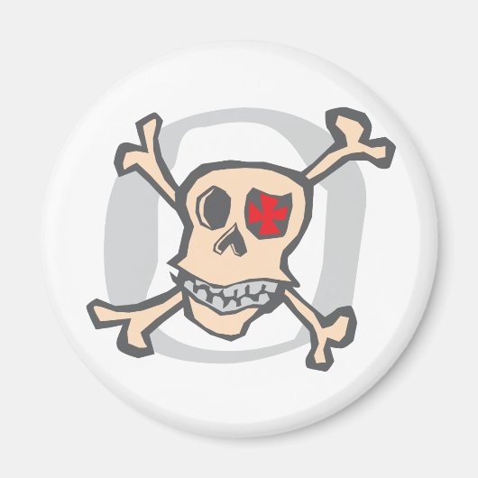 Piraat: Schedel en Kruis Botten Magneet (Voorkant)