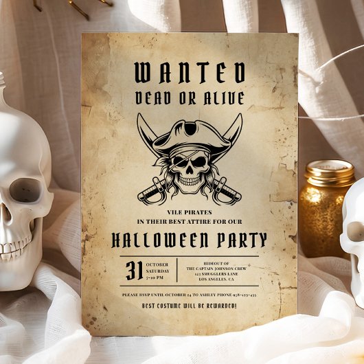 Piraat Schedel Halloween Feest Kaart