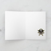 Piraat Schedel Kapitein Kruis Botten Schip Kaart (Binnen)