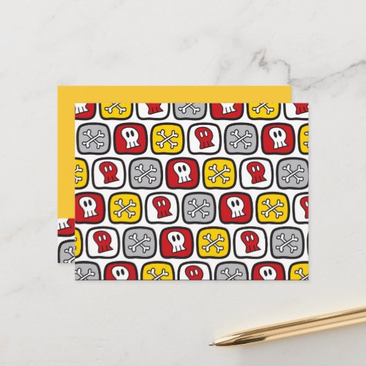 Piraat / schedels & botten leuk voor kinderen briefkaart (Voorkant / Achterkant in situ)