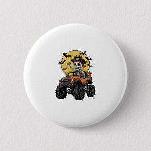 Piraat Skelet Monster Truck Halloween Ontwerp_1 Ronde Button 5,7 Cm