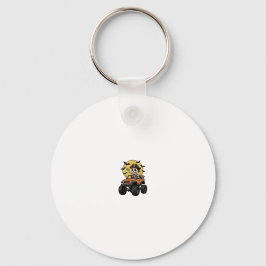 Piraat Skelet Monster Truck Halloween Ontwerp_1 Sleutelhanger (Voorkant)