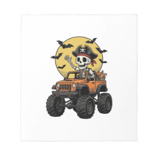 Piraat Skelet Monstertruck Halloween Ontwerp_1 Notitieblok