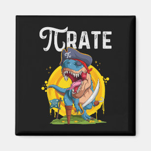 Piraat T-rex Pi Rate Dino Pi Rate Wiskundegek Grap Magneet