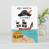 Piraat Thema Verjaardagsfeestje  Kaart (Staand voorkant)