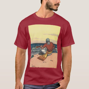 Piraat uit grootmoeders tijd, gestrand op een onbe t-shirt