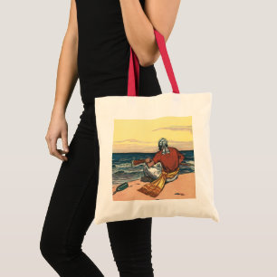 Piraat uit vervlogen tijden, gestrand op een onbew tote bag