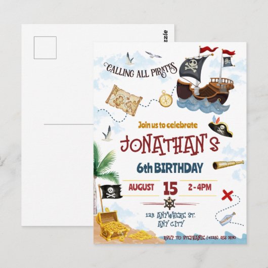 Piraat uitnodiging direct downloaden (Voorkant / Achterkant)