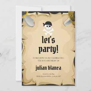 Piraat Verjaardagsfeest Uitnodiging Laten we Feest