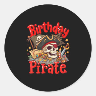 Piraat verjaardagsfeestje jongens peuters familie ronde sticker