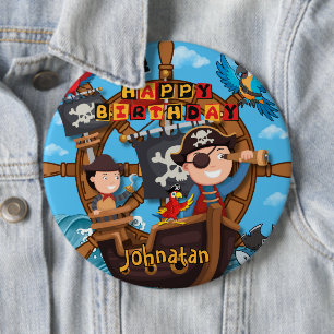 Piraat Verjaardagsfeestje Ronde Button 6,0 Cm